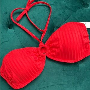 Aerie Red Ribbed Halter Bikini